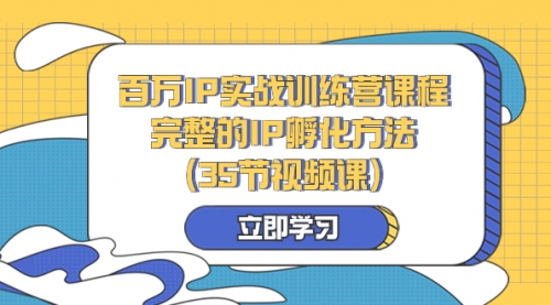 【副业项目8430期】百万IP实战训练营课程，完整的IP孵化方法（35节视频课）-行行副业