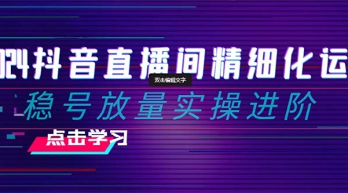 【副业项目8447期】2024抖音直播间精细化运营：稳号放量实操进阶-行行副业