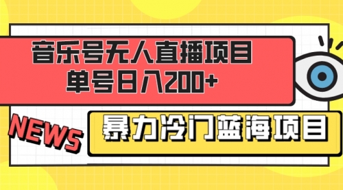 【副业项目8467期】音乐号无人直播项目，单号日入200+-行行副业