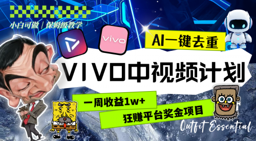 【副业项目8576期】一周收益1w+的VIVO中视频计划，用AI一键去重-行行副业