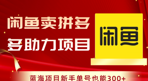 【副业项目8601期】闲鱼卖拼多多助力项目，蓝海项目新手单号也能300+-行行副业