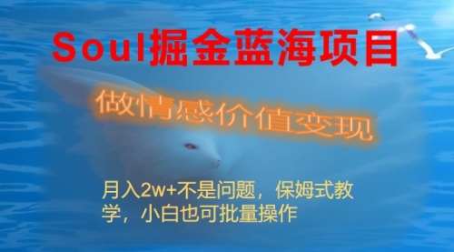 【副业8669期】Soul掘金蓝海项目细分赛道，做情感价值变现，月入2w+不是问题-行行副业