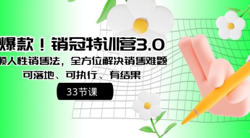 【副业8705期】销冠特训营3.0之顺人性销售法，全方位解决销售难题、可落地-行行副业
