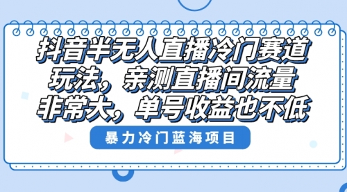 【副业8732期】抖音半无人直播冷门赛道玩法，直播间流量非常大，单号收益也不低！-行行副业