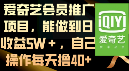 【副业8764期】爱奇艺会员推广项目，能做到日收益5W＋-行行副业