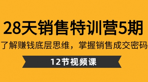 【副业8768期】28天·销售特训营5期：了解赚钱底层思维，掌握销售成交密码（12节课）-行行副业