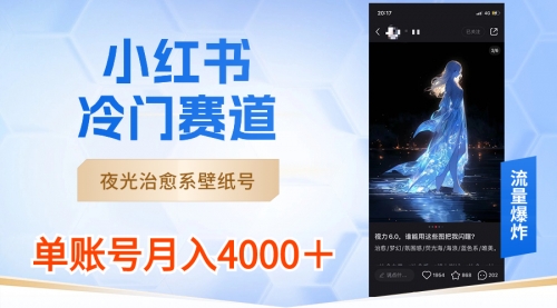 【副业8816期】小红书冷门赛道，夜光治愈系壁纸号，单号月入4000＋-行行副业