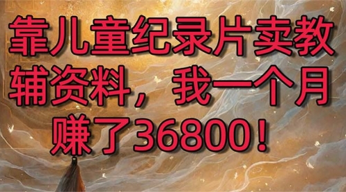 【副业8869期】靠儿童纪录片卖教辅资料，一个月赚了36800！暴力变现2.0版本，喂饭级教学-行行副业