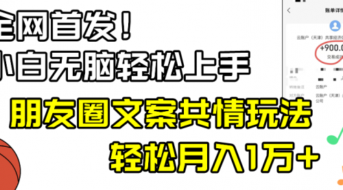 【副业8908期】小白轻松无脑上手，朋友圈共情文案玩法，月入1W+-行行副业