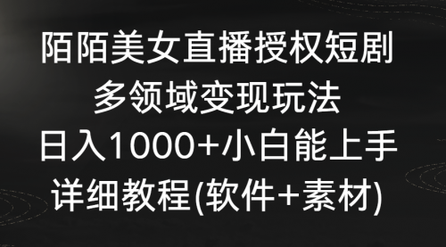 【副业8963期】陌陌美女直播授权短剧，多领域变现玩法，日入1000+-行行副业