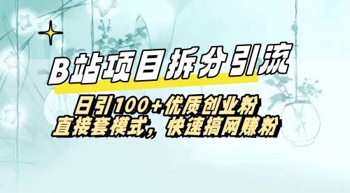 【副业8967期】B站项目拆分引，快速日3100+优质创业粉-行行副业