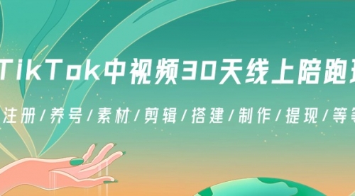 【副业8995期】TikTok中视频-30天线上陪跑班：注册/养号/素材/剪辑/搭建/制作/提现/等-行行副业