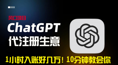 【副业9015期】一小时入账好几万！利润大到吓人的ChatGPT代注册小生意-行行副业