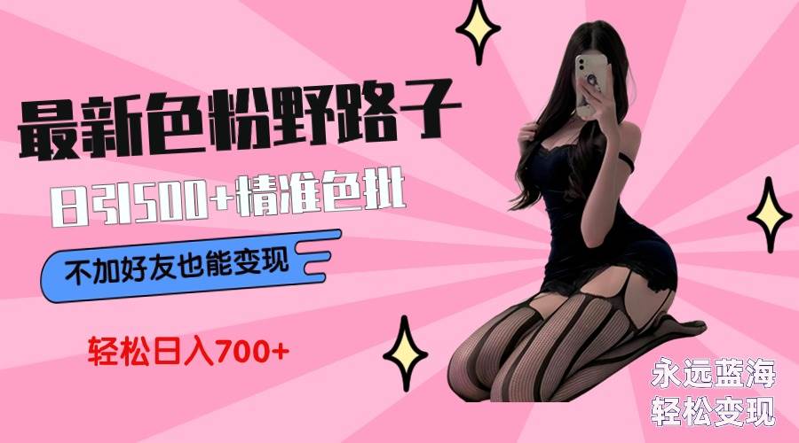 最新色粉变现野路子，日引500+老色批 可不加好友直接变现 小白轻松日入700+-行行副业