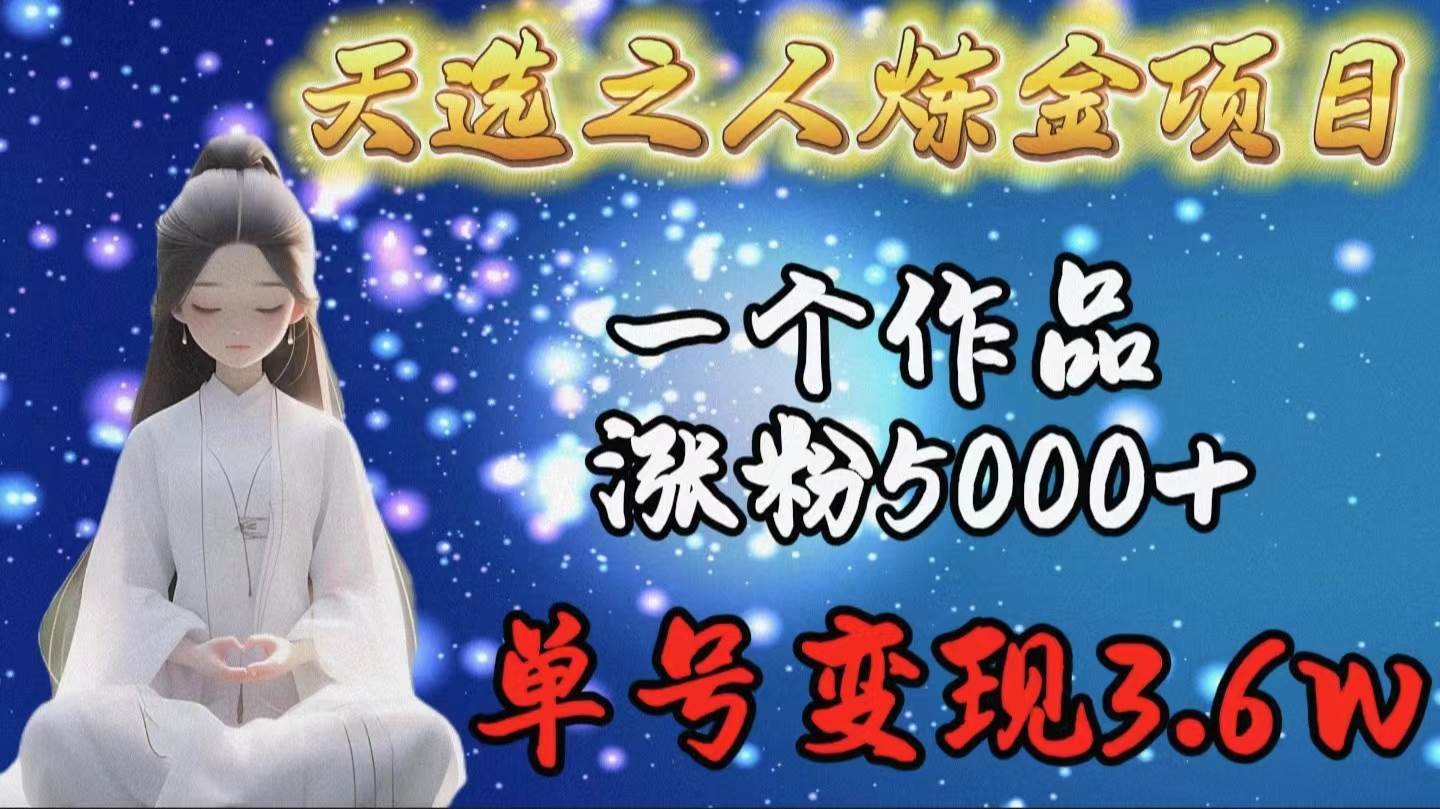 天选之人炼金项目，一个作品涨粉5000+，单号变现3.6w-行行副业