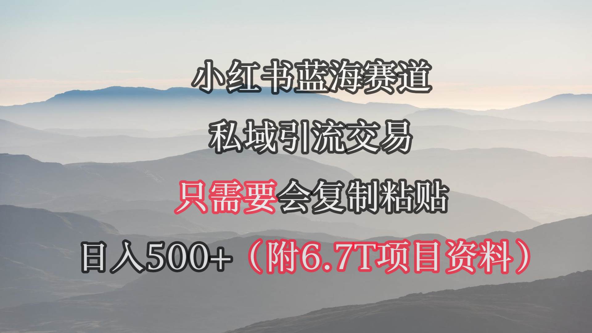 小红书短剧赛道，私域引流交易，会复制粘贴，日入500+（附6.7T短剧资源）-行行副业