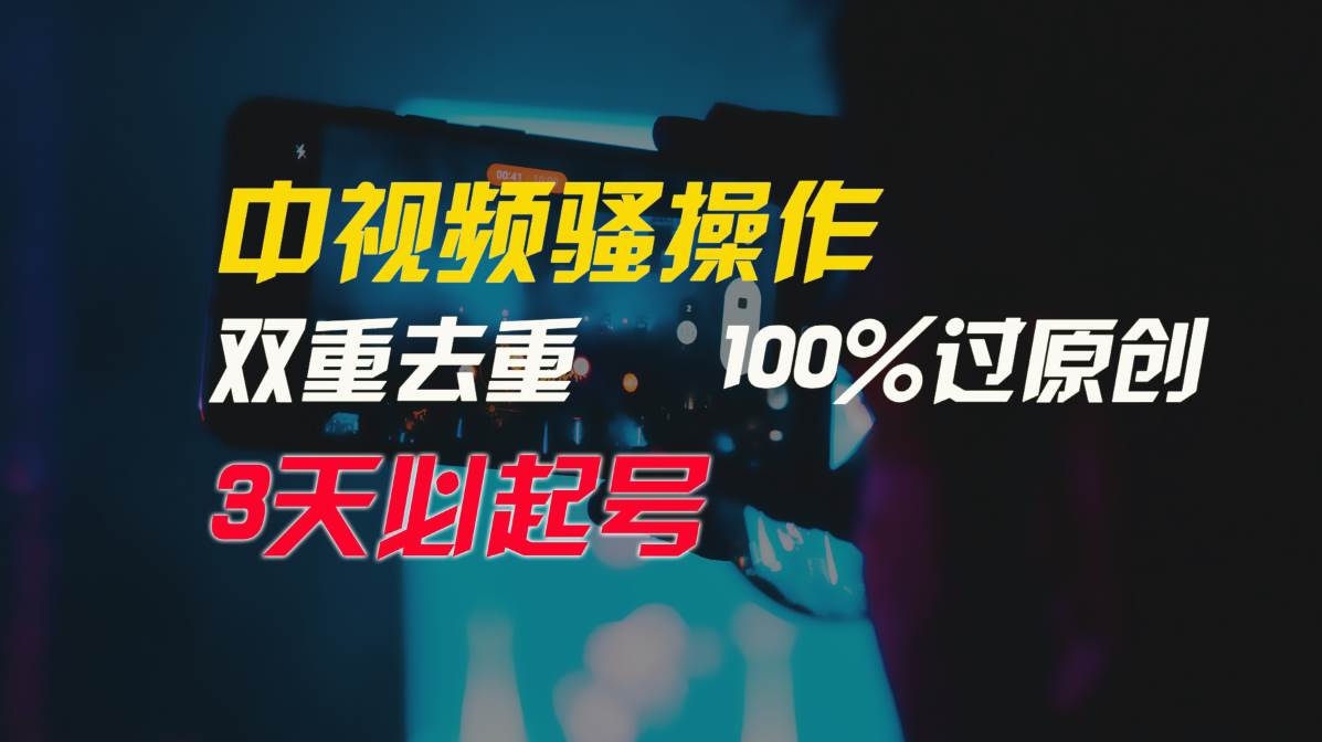 中视频骚操作，双重去重100%过原创，3天比必起号，简单无脑，月入3W+-行行副业