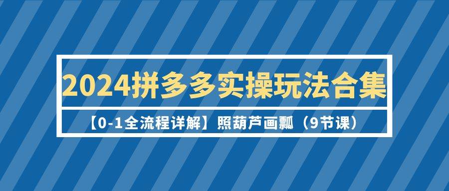 2024拼多多实操玩法合集【0-1全流程详解】照葫芦画瓢（9节课）-行行副业