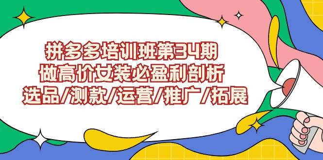 拼多多培训班第34期：做高价女装必盈利剖析  选品/测款/运营/推广/拓展-行行副业