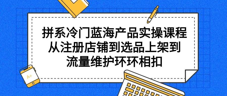 拼系冷门蓝海产品实操课程，从注册店铺到选品上架到流量维护环环相扣-行行副业