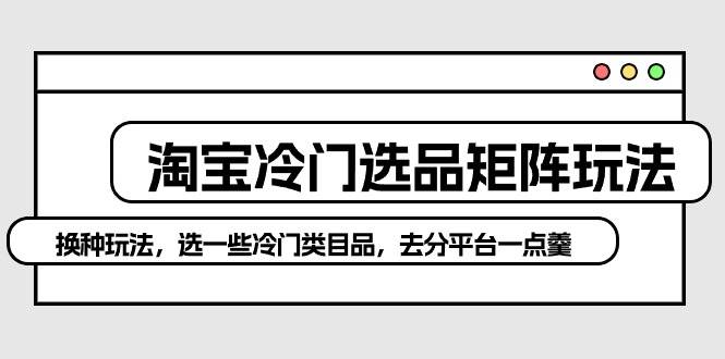 淘宝冷门选品矩阵玩法：换种玩法，选一些冷门类目品，去分平台一点羹-行行副业