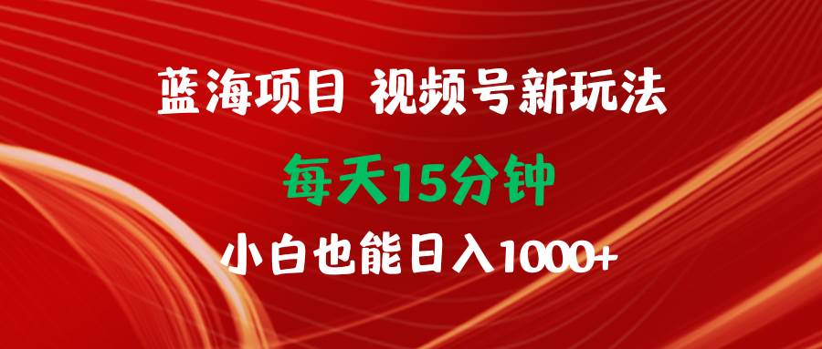 蓝海项目视频号新玩法 每天15分钟 小白也能日入1000+-行行副业