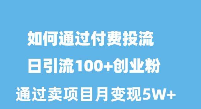 如何通过付费投流日引流100+创业粉月变现5W+-行行副业