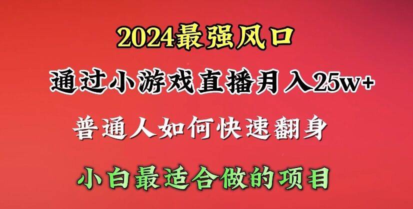 2024年最强风口，通过小游戏直播月入25w+单日收益5000+小白最适合做的项目-行行副业