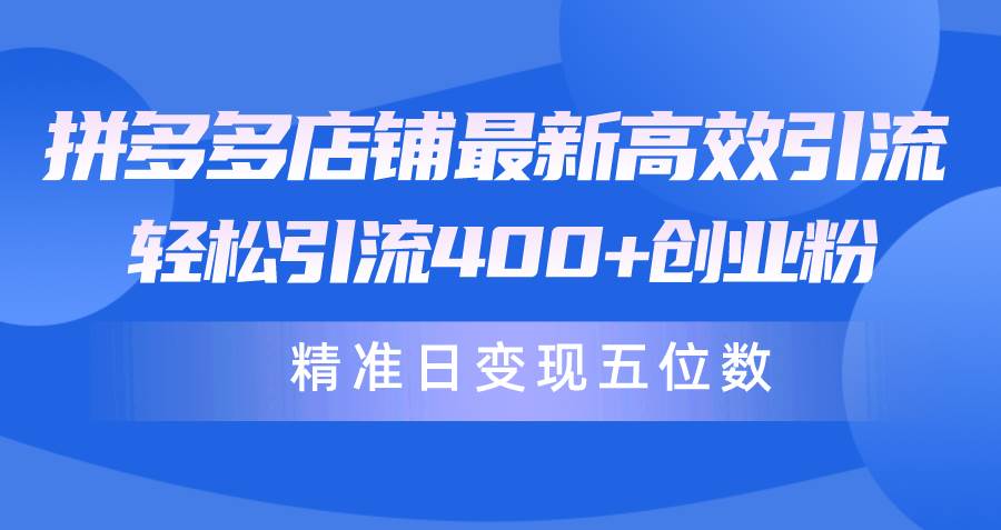 拼多多店铺最新高效引流术，轻松引流400+创业粉，精准日变现五位数！-行行副业