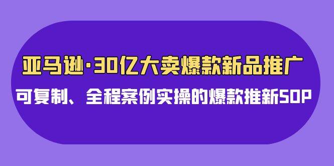 亚马逊30亿·大卖爆款新品推广，可复制、全程案例实操的爆款推新SOP-行行副业