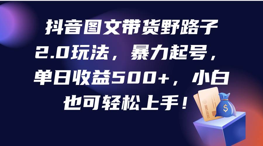 抖音图文带货野路子2.0玩法，暴力起号，单日收益500+，小白也可轻松上手！-行行副业