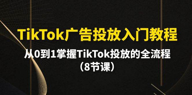 TikTok广告投放入门教程，从0到1掌握TikTok投放的全流程（8节课）-行行副业