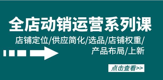 全店·动销运营系列课：店铺定位/供应简化/选品/店铺权重/产品布局/上新-行行副业