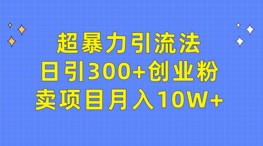 超暴力引流法，日引300+创业粉，卖项目月入10W+-行行副业