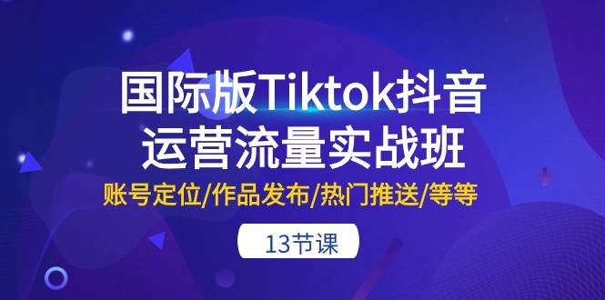 国际版Tiktok抖音运营流量实战班：账号定位/作品发布/热门推送/等等-13节-行行副业