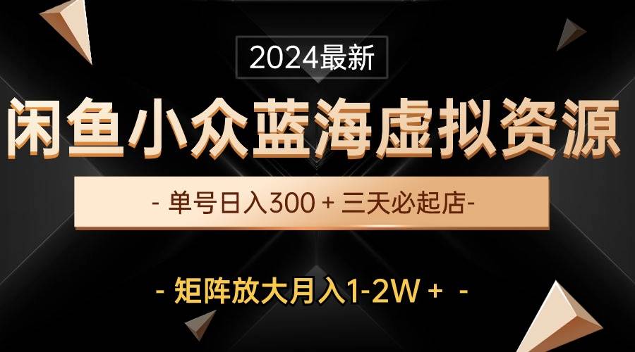 最新闲鱼小众蓝海虚拟资源，单号日入300＋，三天必起店，矩阵放大月入1-2W-行行副业