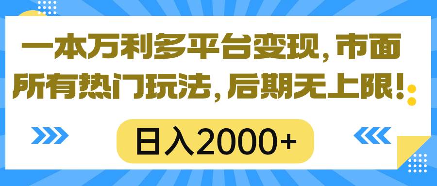 一本万利多平台变现，市面所有热门玩法，日入2000+，后期无上限！-行行副业