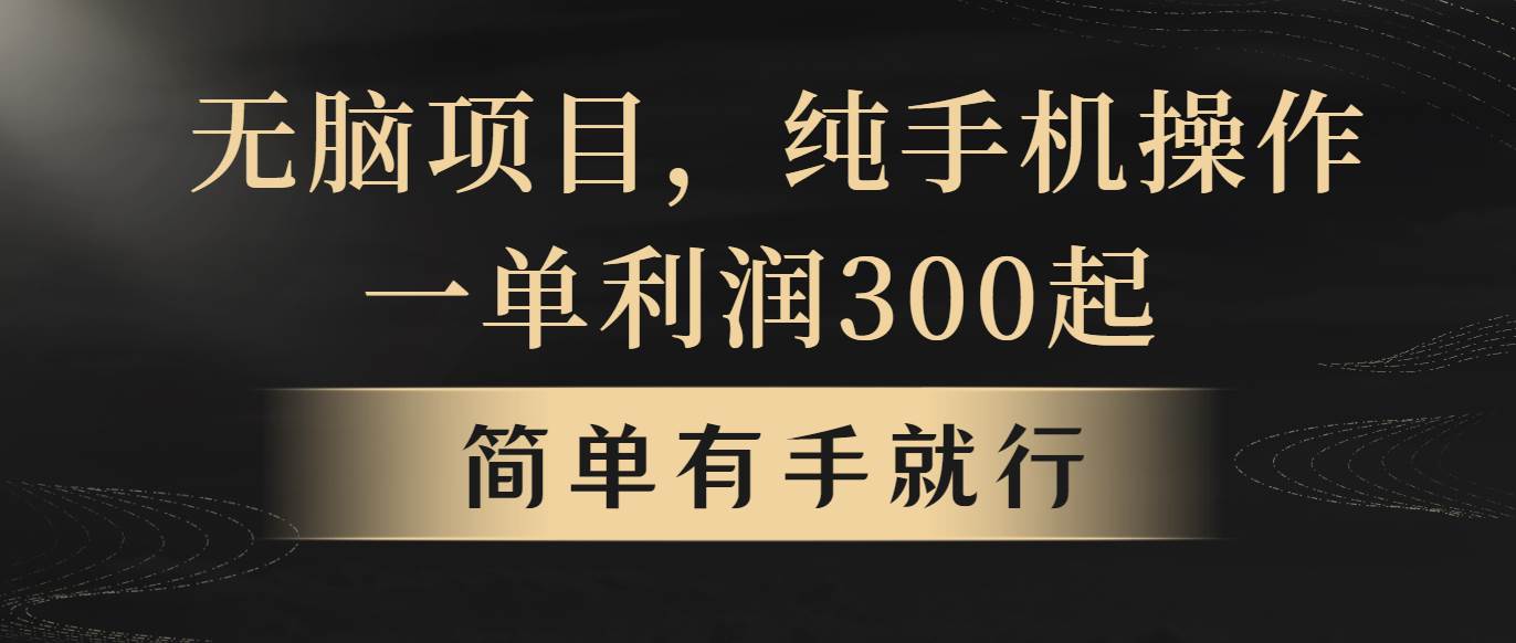 无脑项目，一单几百块，轻松月入5w+，看完就能直接操作-行行副业