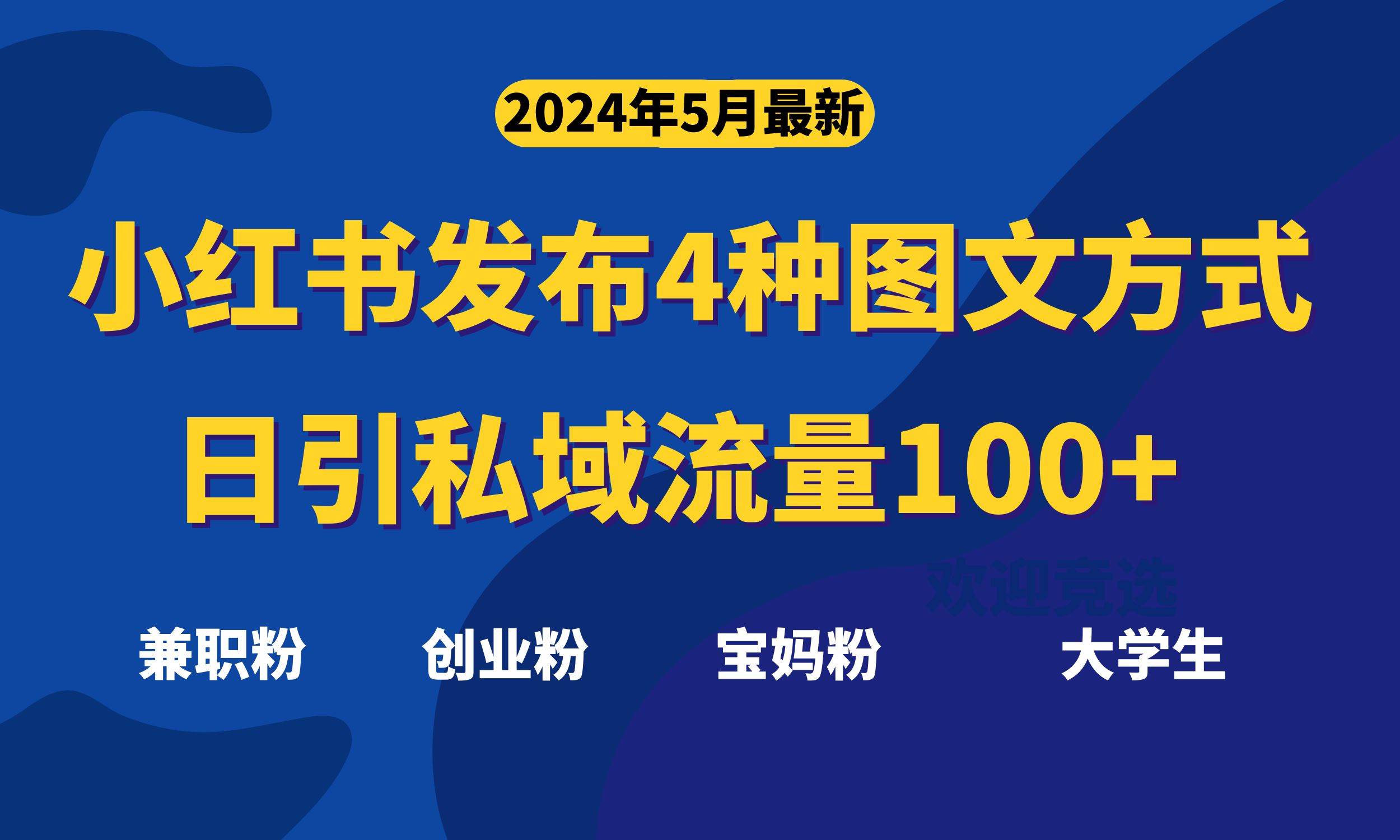 最新小红书发布这四种图文，日引私域流量100+不成问题，-行行副业