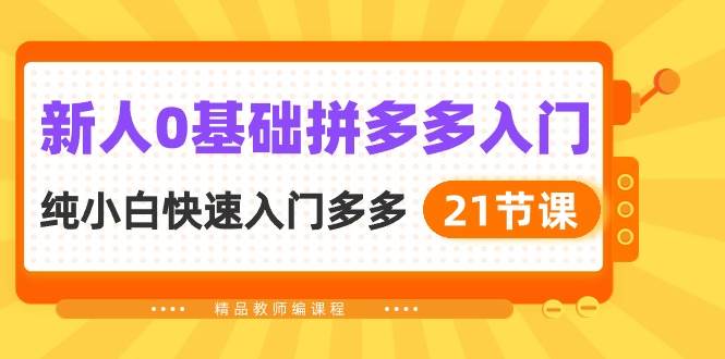 新人0基础拼多多入门，纯小白快速入门多多（21节课）-行行副业