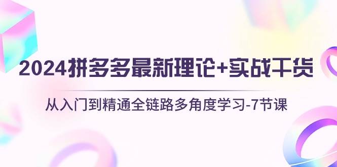 2024拼多多 最新理论+实战干货，从入门到精通全链路多角度学习-7节课-行行副业