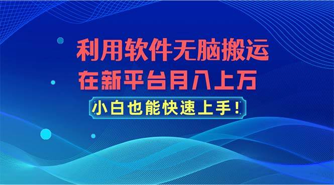 利用软件无脑搬运，在新平台月入上万，小白也能快速上手-行行副业