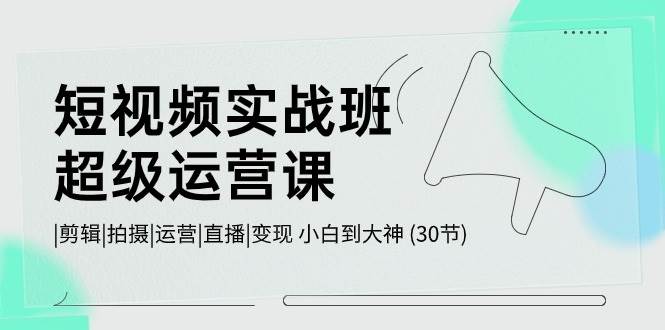 短视频实战班-超级运营课，|剪辑|拍摄|运营|直播|变现 小白到大神 (30节)-行行副业