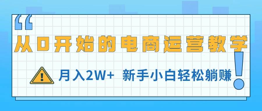 从0开始的电商运营教学，月入2W+，新手小白轻松躺赚-行行副业