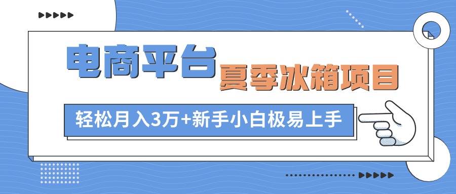 电商平台夏季冰箱项目，轻松月入3万+，新手小白极易上手-行行副业