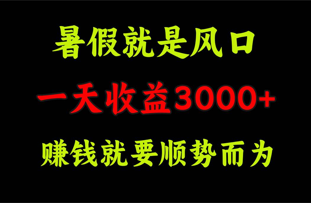 一天收益3000+ 赚钱就是顺势而为，暑假就是风口-行行副业