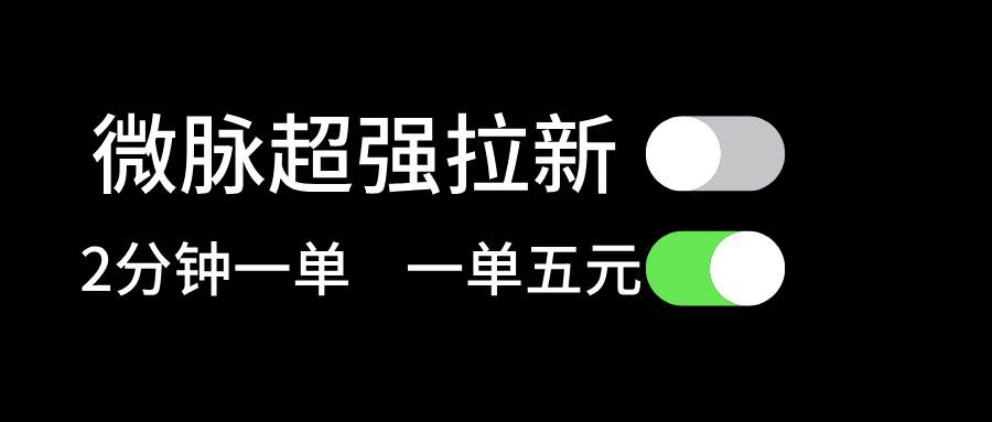 微脉超强拉新， 两分钟1单， 一单利润5块，适合小白-行行副业