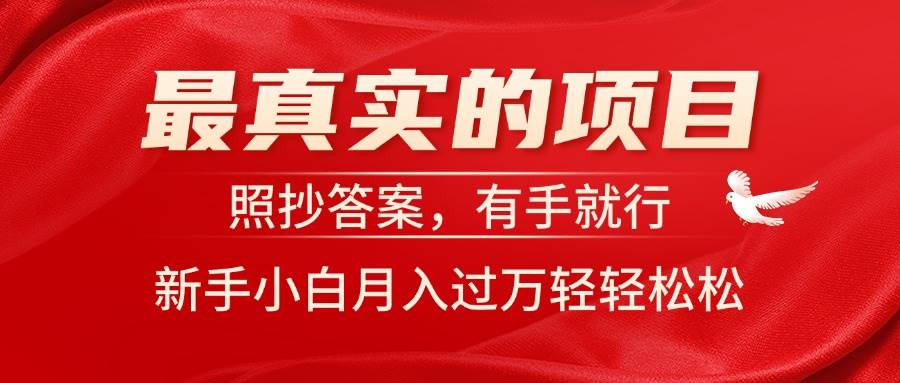 最真实的项目，照抄答案，有手就行，新手小白月入过万轻轻松松-行行副业