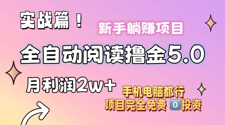 小说全自动阅读撸金5.0 操作简单 可批量操作 零门槛！小白无脑上手月入2w+-行行副业