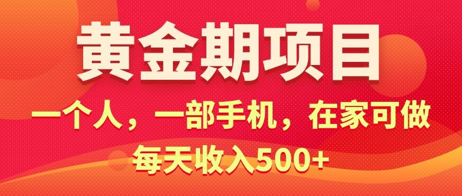 黄金期项目，电商搞钱！一个人，一部手机，在家可做，每天收入500+-行行副业